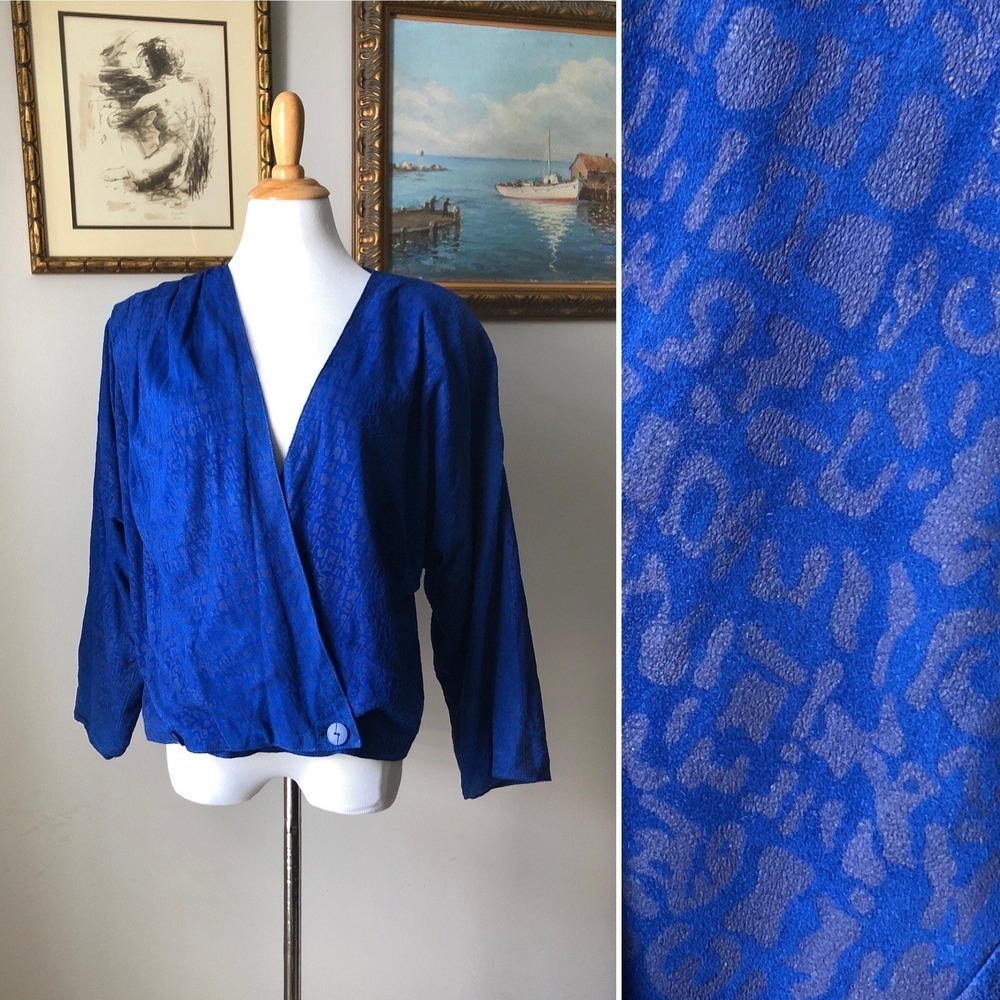Denim in Pelle vintage Italian royal blue embossed suede leather jacket, 1980